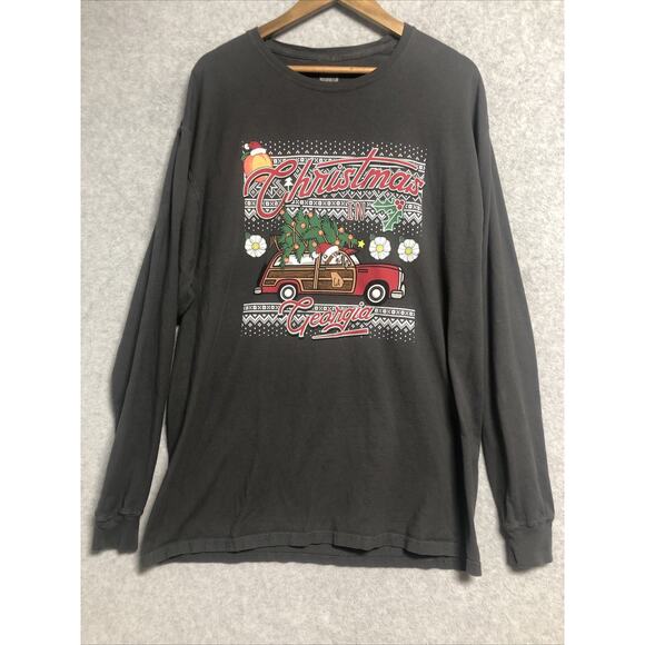 Buc-ee’s Christmas in Georgia Festive Gray Long Sleeve Holiday T-Shirt XL - Picture 1 of 11